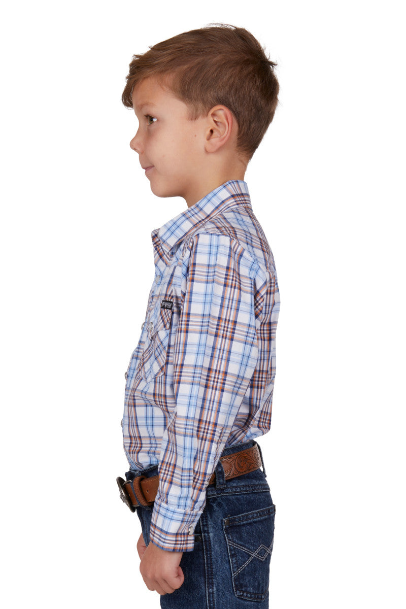 PURE WESTERN BOYS LUCAS L/S SHIRT (WHITE BLUE)