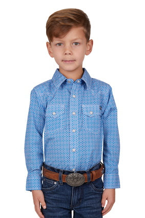 PURE WESTERN BOYS HEWITT L/S SHIRT (BLUE/TEAL)