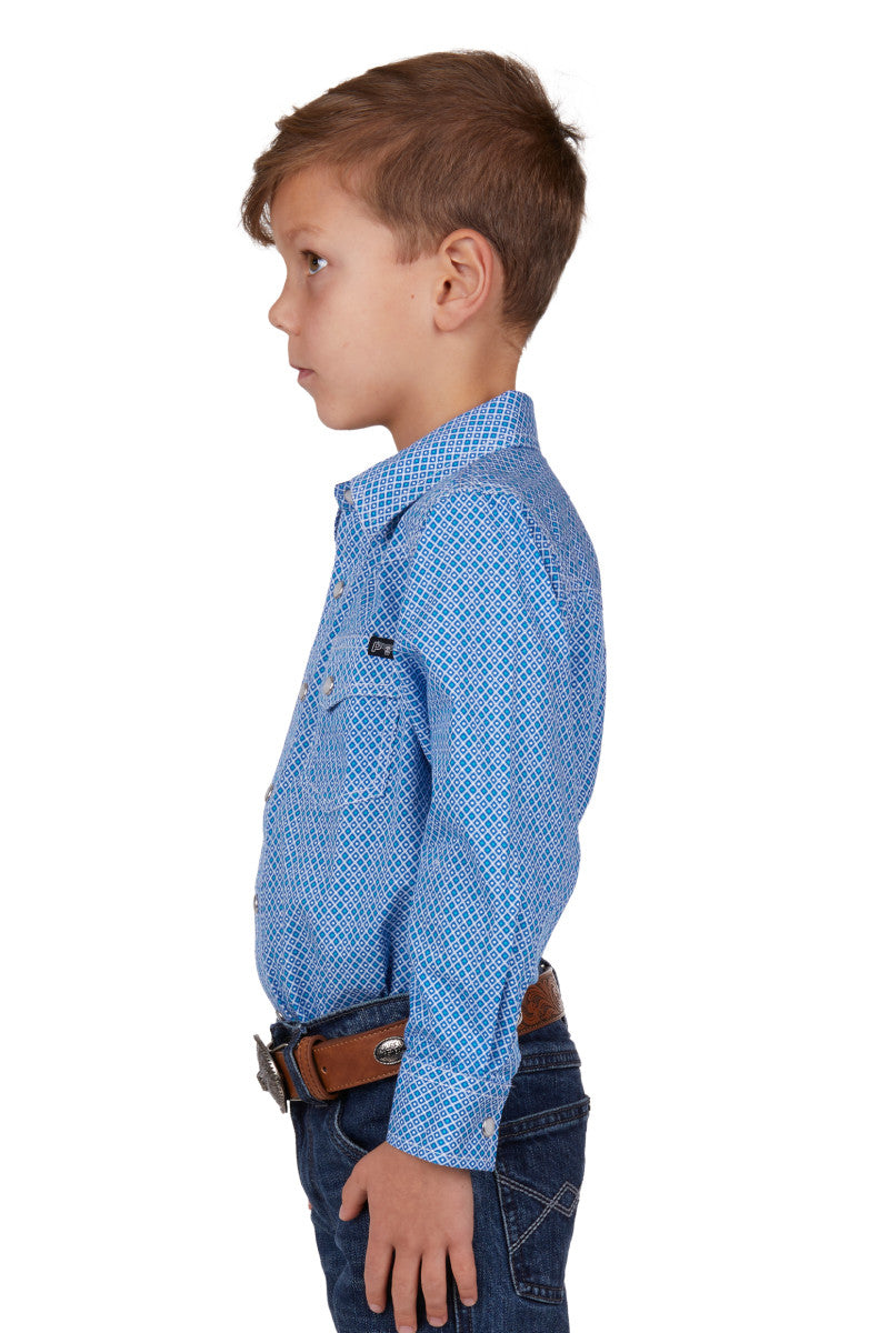 PURE WESTERN BOYS HEWITT L/S SHIRT (BLUE/TEAL)