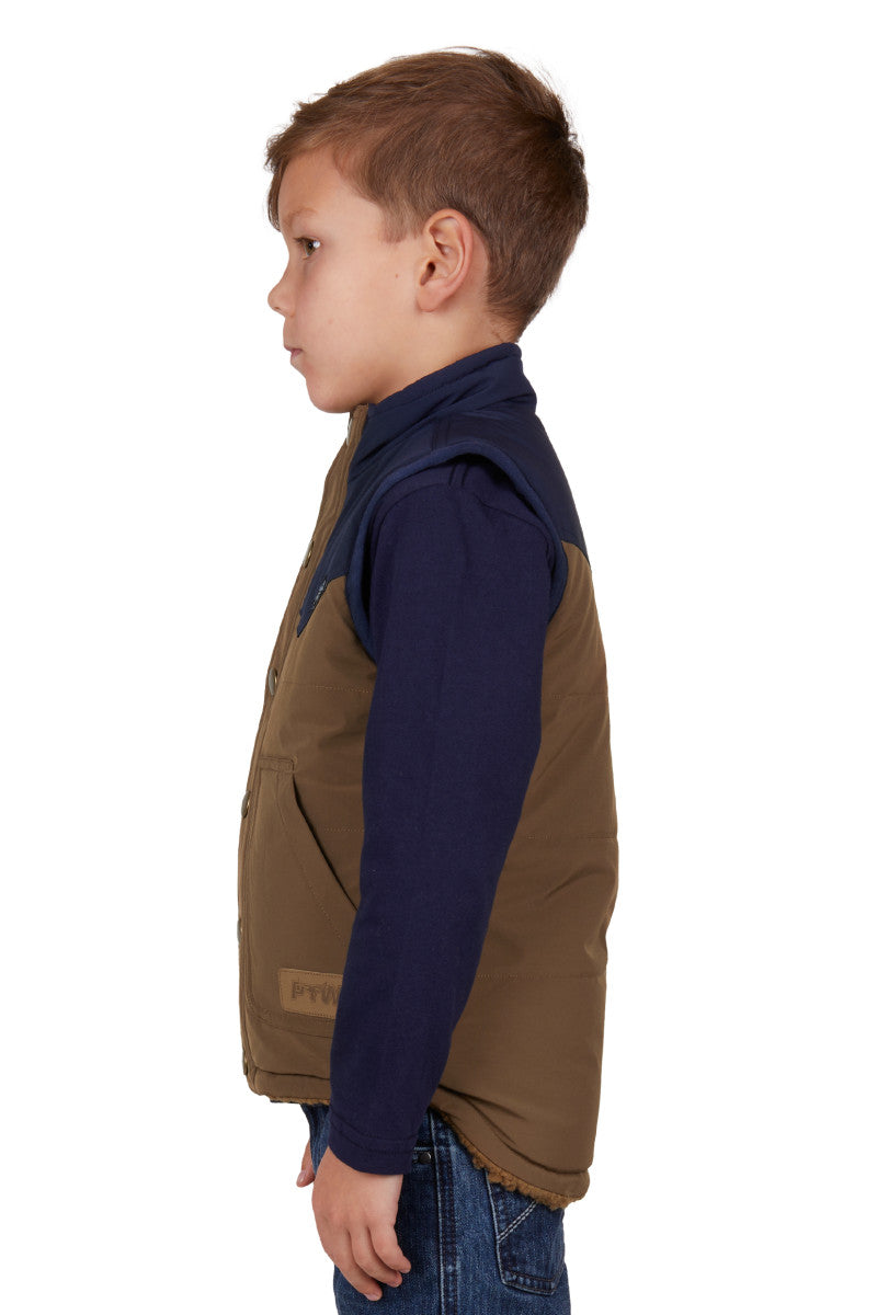 PURE WESTERN BOYS MARTIN REVERSIBLE VEST (TAN/NAVY)