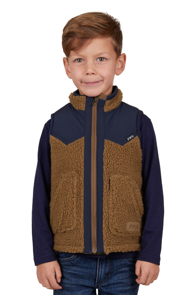 PURE WESTERN BOYS MARTIN REVERSIBLE VEST (TAN/NAVY)