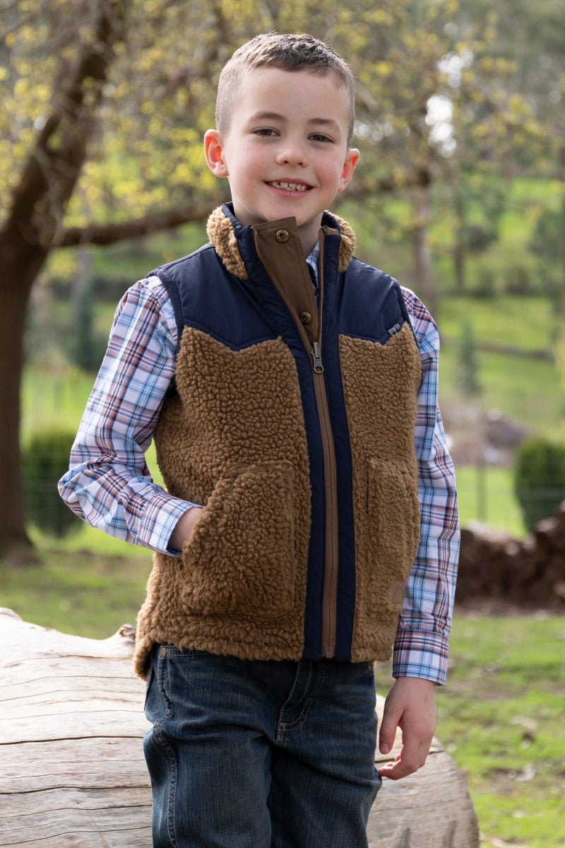 PURE WESTERN BOYS MARTIN REVERSIBLE VEST (TAN/NAVY)