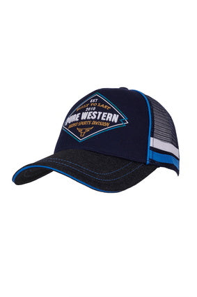 PURE WESTERN KIDS BROCK TRUCKER CAP (NAVY/CHARCOAL)