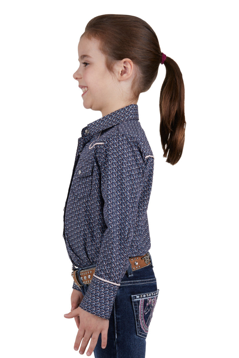 PURE WESTERN GIRLS DANICA L/S SHIRT (NAVY) - CLEARANCE