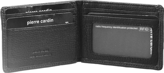 PIERRE CARDIN ITALIAN LEATHER MEN'S BI-FOLD WALLET - BLACK