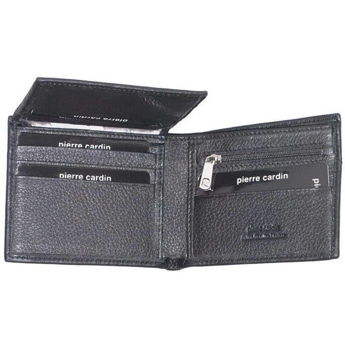 PIERRE CARDIN ITALIAN LEATHER BI-FOLD MEN'S WALLET - BLACK