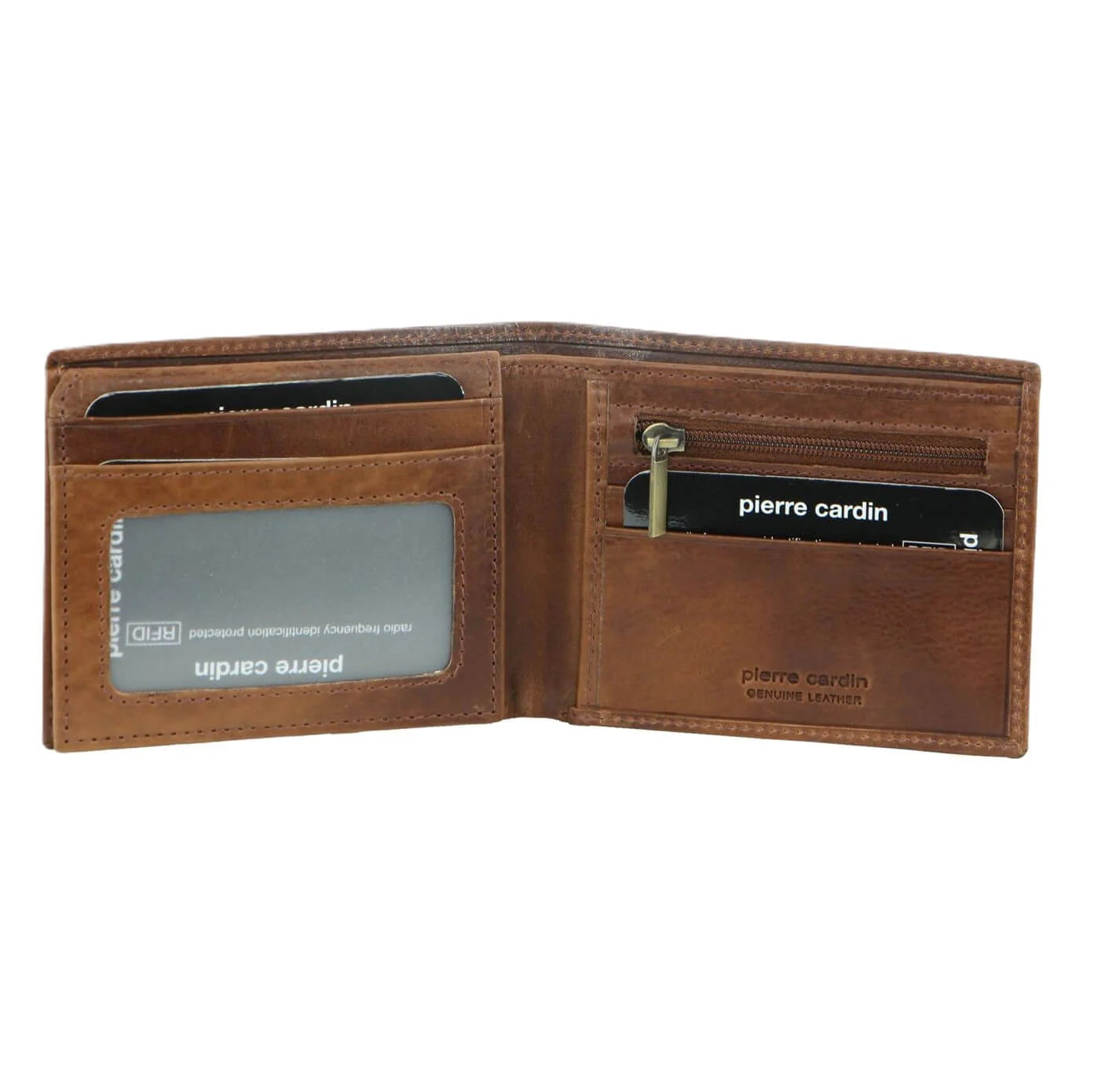 PIERRE CARDIN ITALIAN LEATHER BI-FOLD MEN'S WALLET - COGNAC