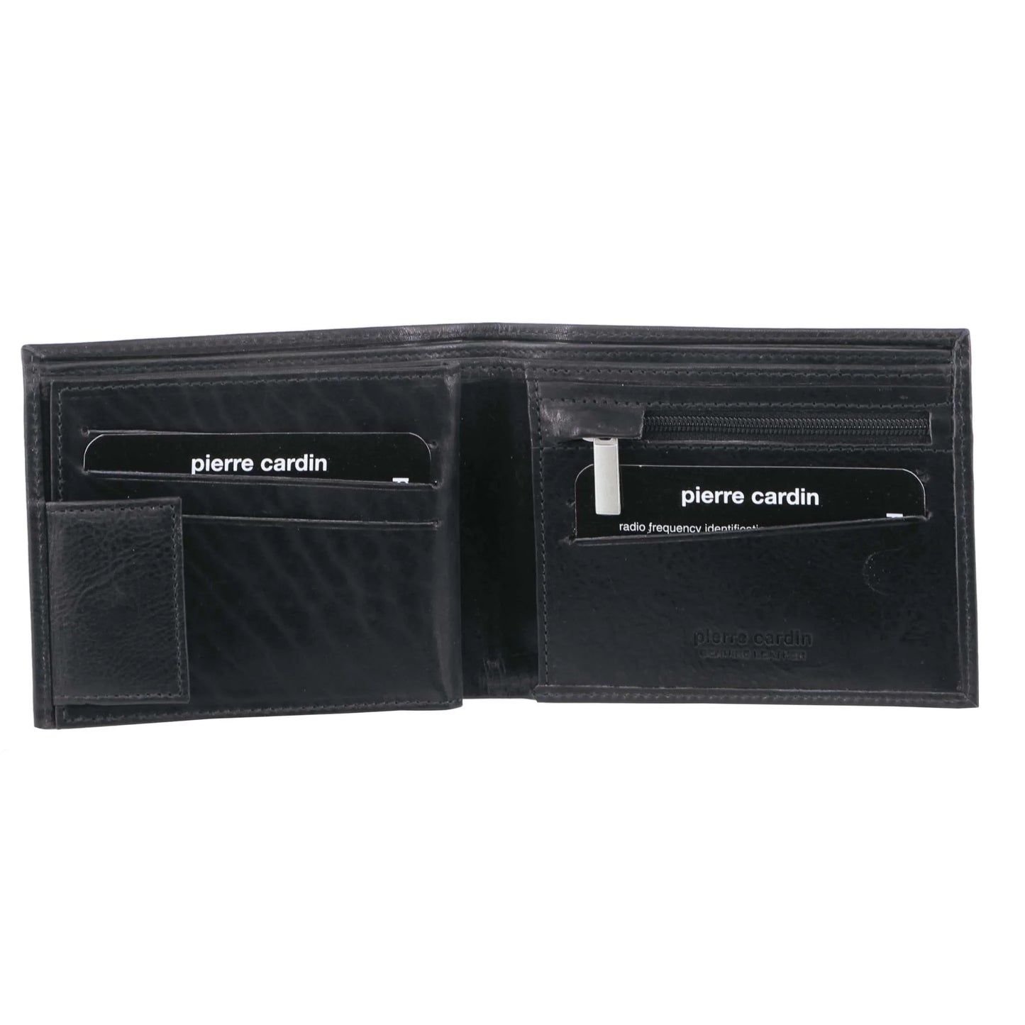 PIERRE CARDIN RUSTIC LEATHER MEN'S WALLET - BLACK