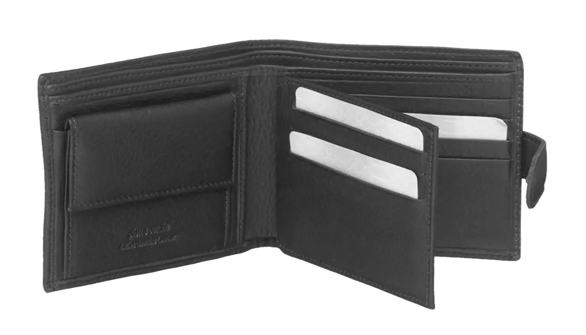 PIERRE CARDIN ITALIAN LEATHER MEN's WALLET/CARD HOLDER - BLACK