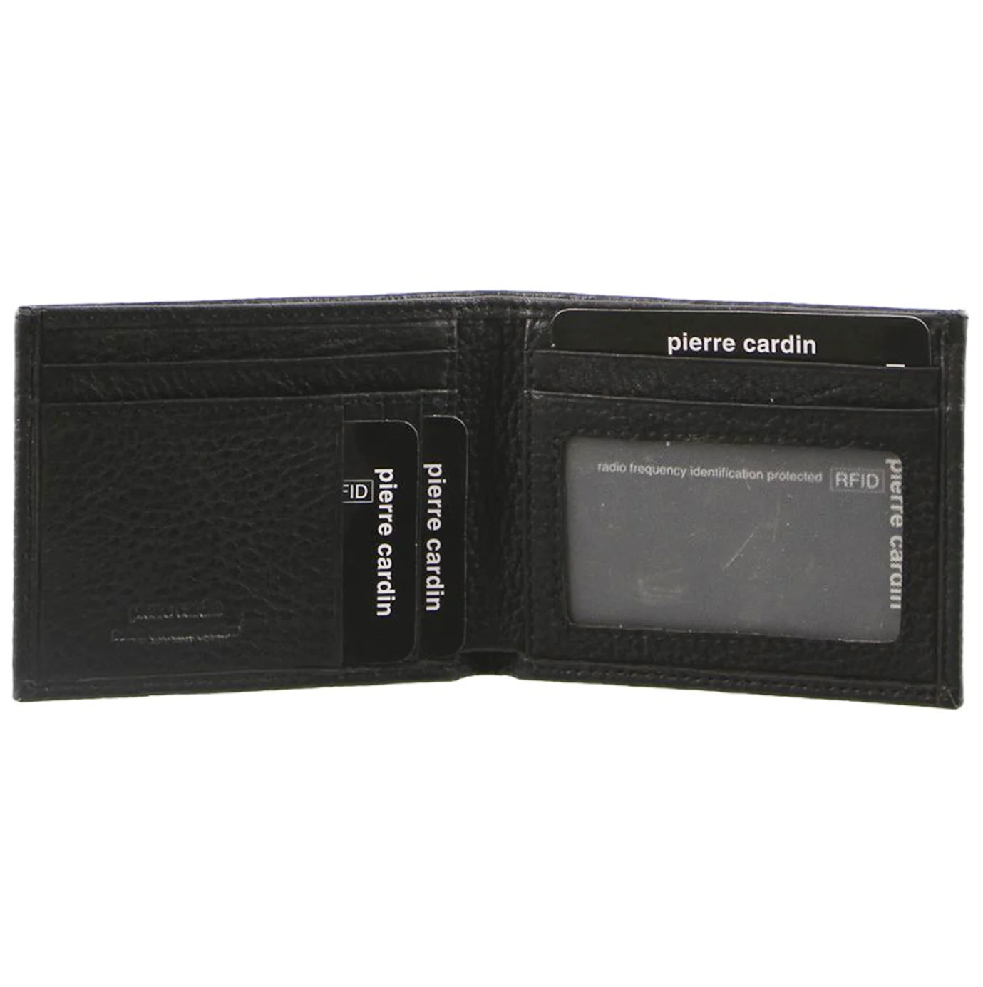 PIERRE CARDIN ITALIAN LEATHER BI-FOLD MEN'S WALLET - BLACK