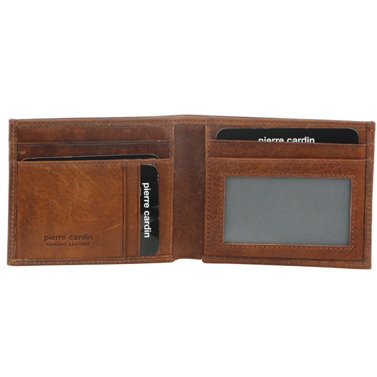 PIERRE CARDIN ITALIAN LEATHER BI-FOLD MEN'S WALLET - COGNAC