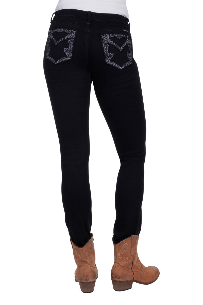 PURE WESTERN WOMENS JOSIE SKINNY LEG JEAN (EBONY)