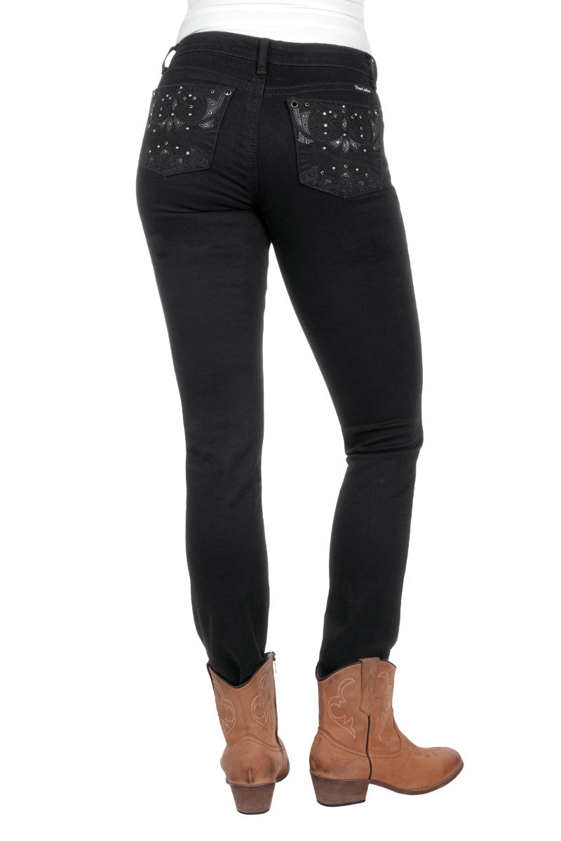 PURE WESTERN WOMENS JOAN SKINNY LEG JEAN (EBONY)