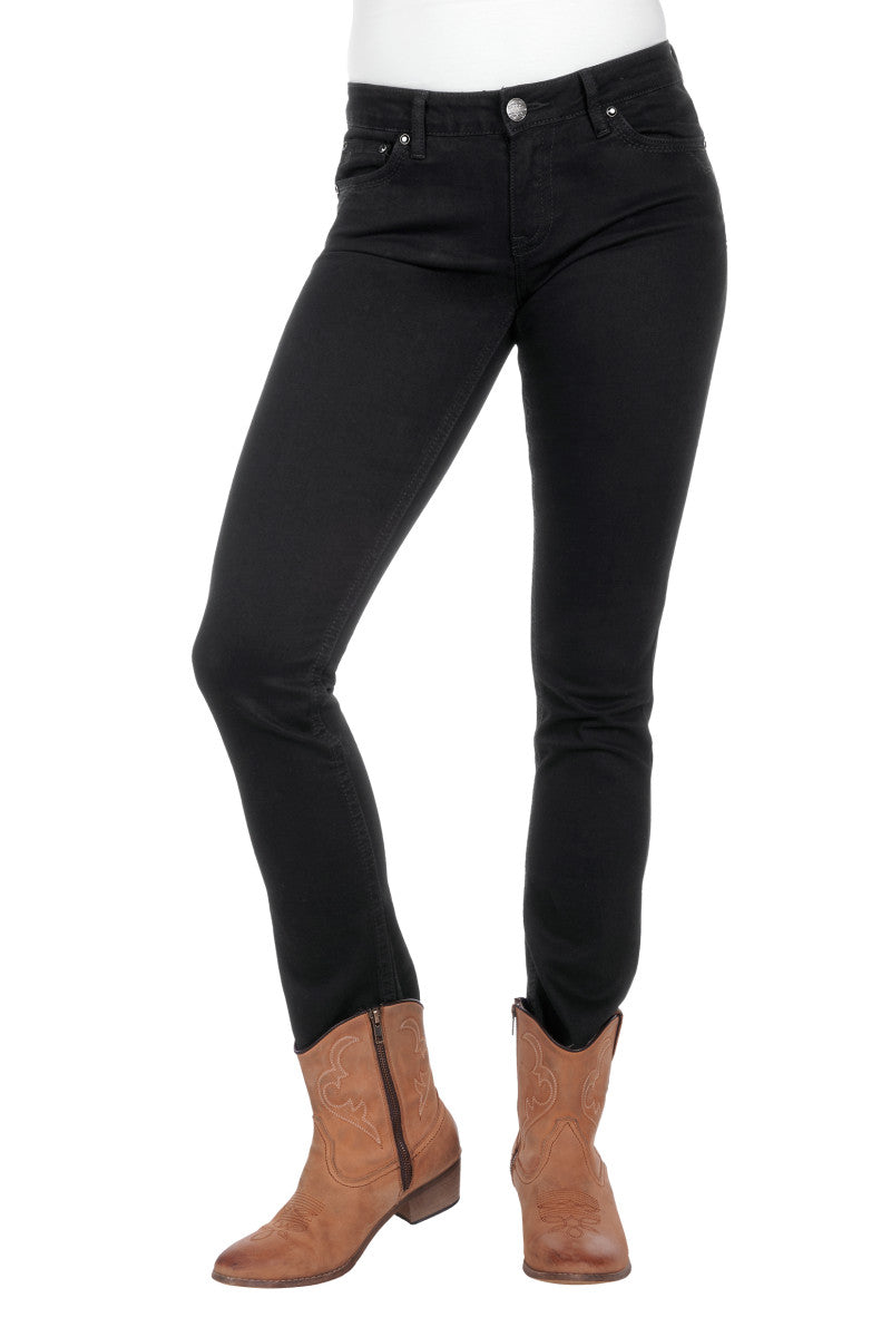 PURE WESTERN WOMENS JOAN SKINNY LEG JEAN (EBONY)