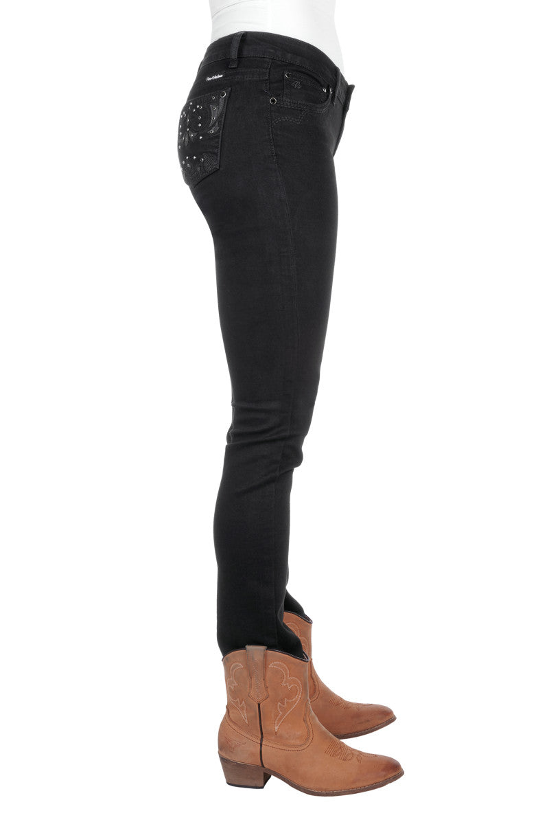 PURE WESTERN WOMENS JOAN SKINNY LEG JEAN (EBONY)