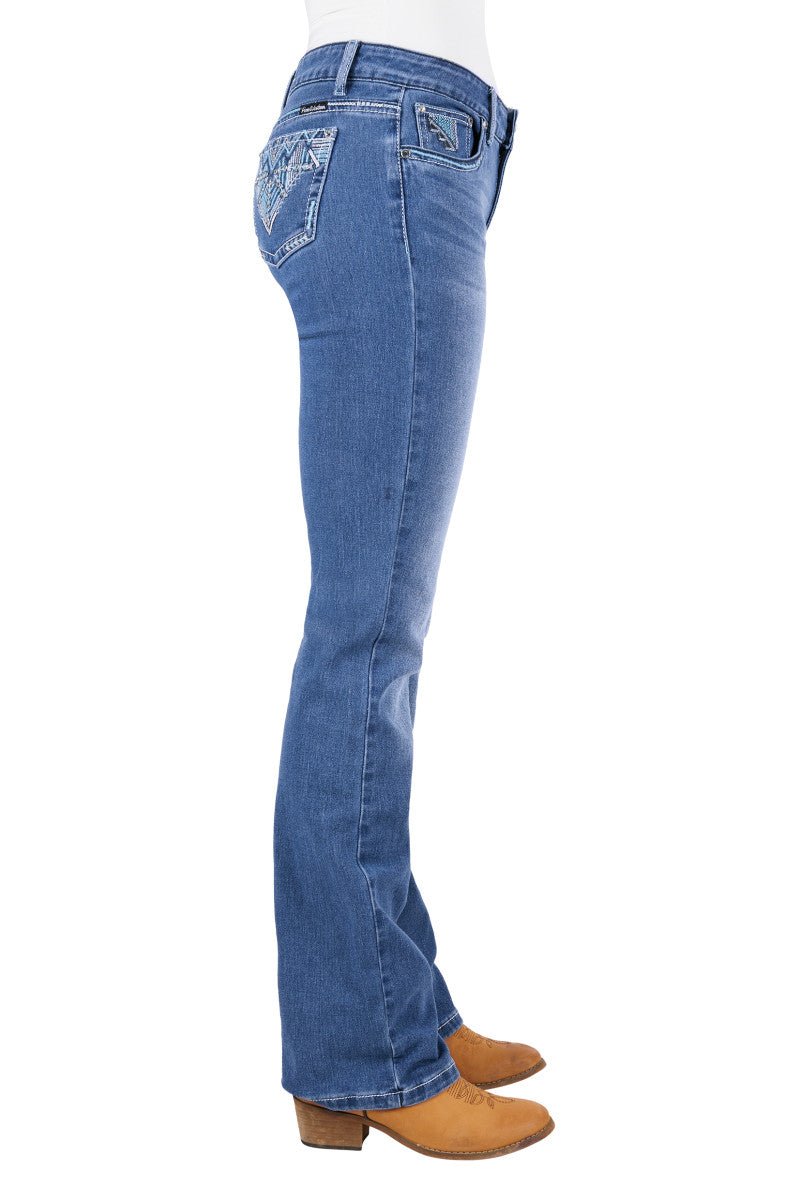 PURE WESTERN WOMENS ZIGGY BOOT CUT JEAN - 34 LEG