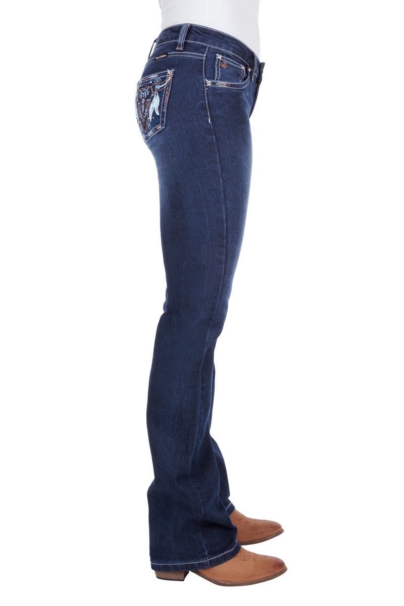 PURE WESTERN WOMENS BETTINA RELAXED RIDER JEAN