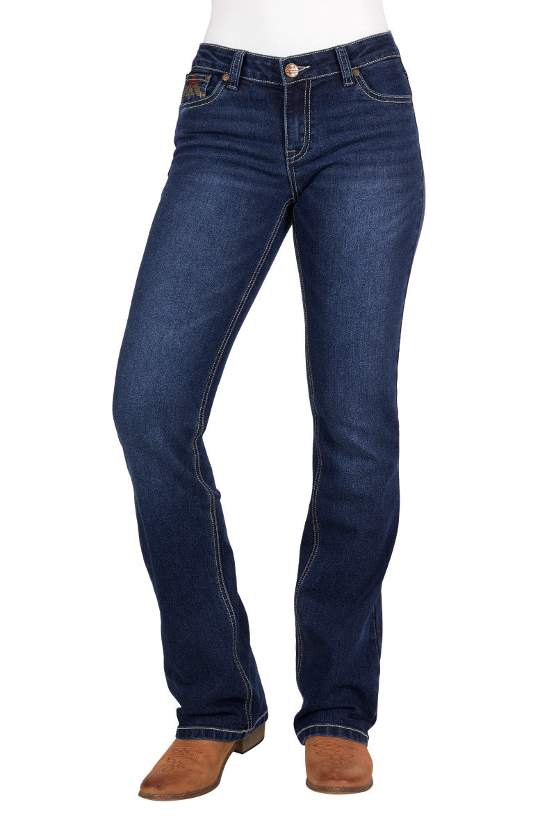 PURE WESTERN WOMENS OLA RELAXED RIDER JEAN (EVENING SKY) 36"LEG