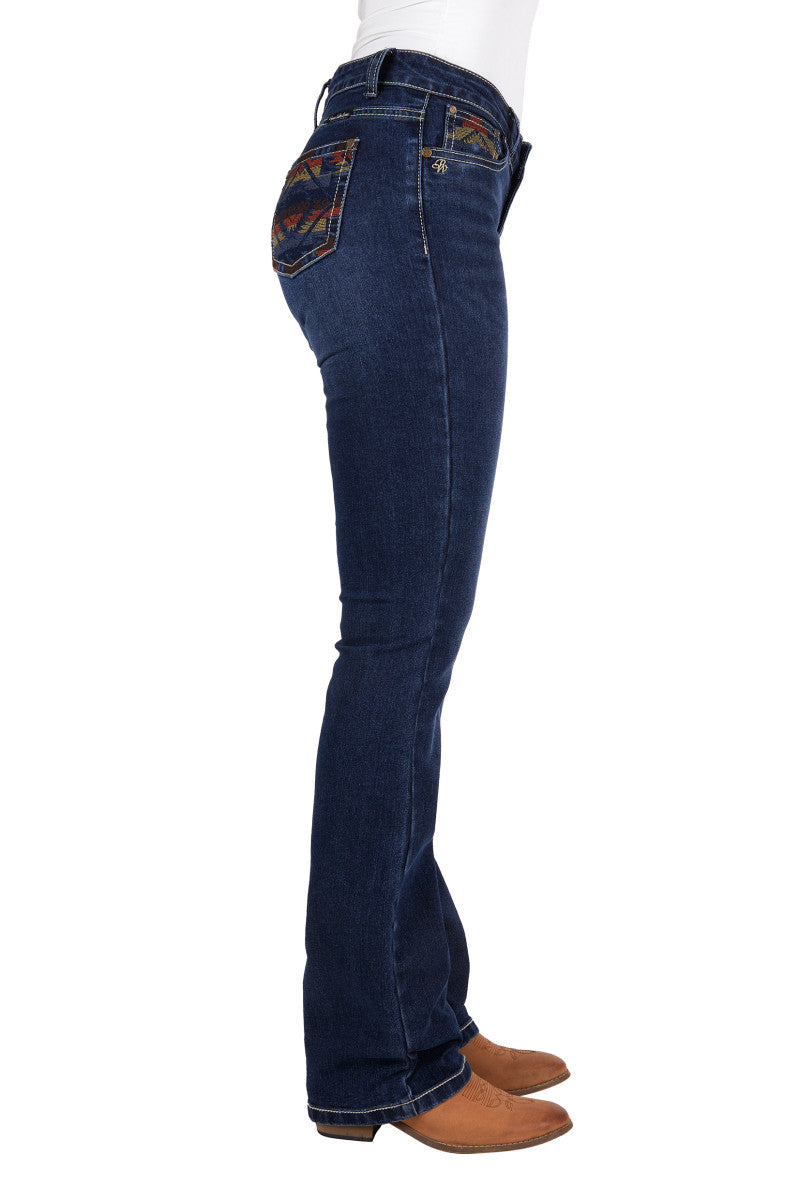 PURE WESTERN WOMENS OLA RELAXED RIDER JEAN (EVENING SKY) 36"LEG