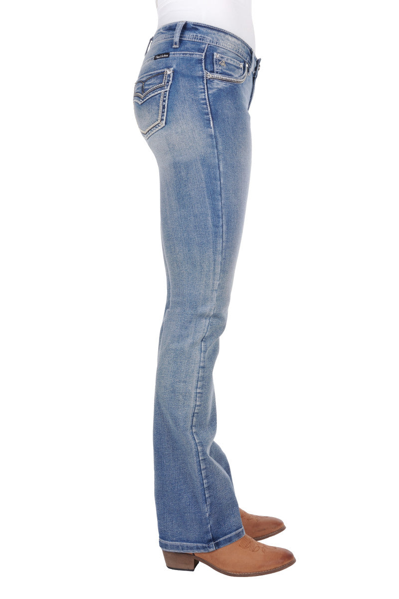 PURE WESTERN WOMENS VERONICA BOOT CUT JEAN 34L