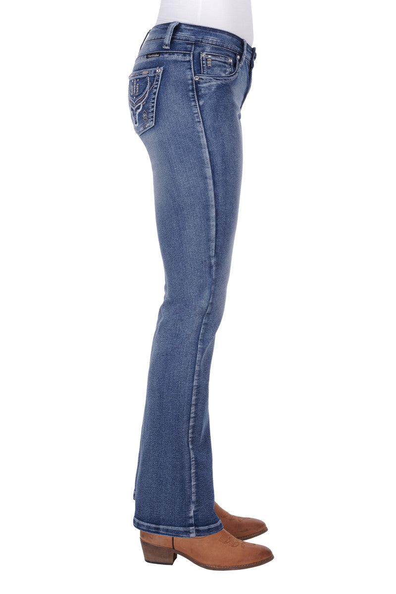 PURE WESTERN WOMENS STEER BOOT CUT JEAN 32LEG