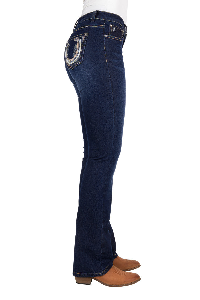 PURE WESTERN WOMENS AZALEE BOOT CUT JEAN (MIDNIGHT) 34"LEG