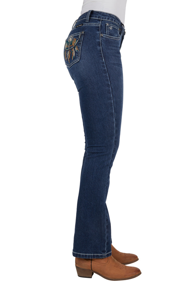 PURE WESTERN WOMENS ALBA BOOT CUT JEAN (INDIGO) 32"LEG