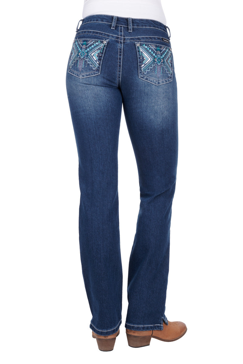 PURE WESTERN WOMENS CAMILA STRAIGHT LEG JEAN (TRUE BLUE)