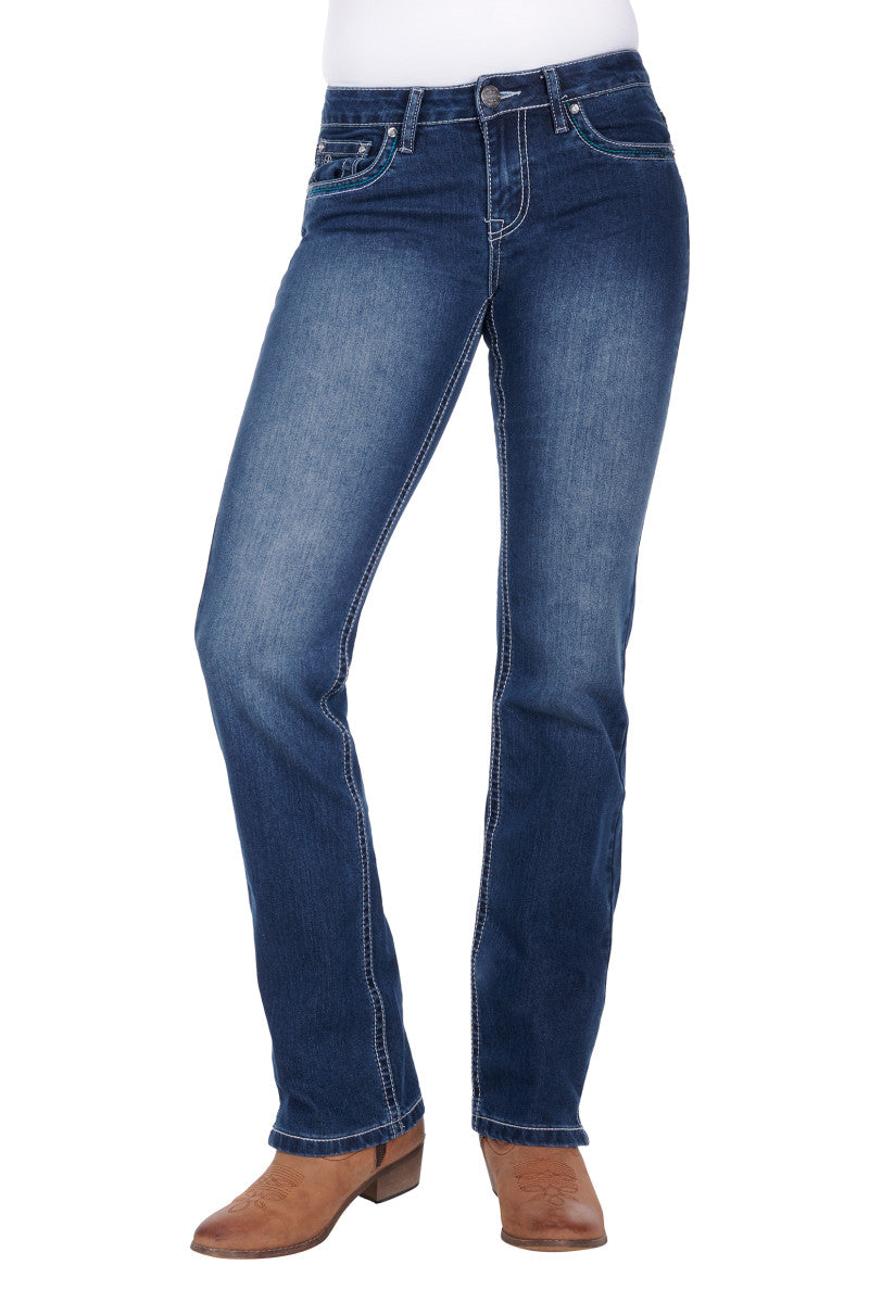 PURE WESTERN WOMENS CAMILA STRAIGHT LEG JEAN (TRUE BLUE)