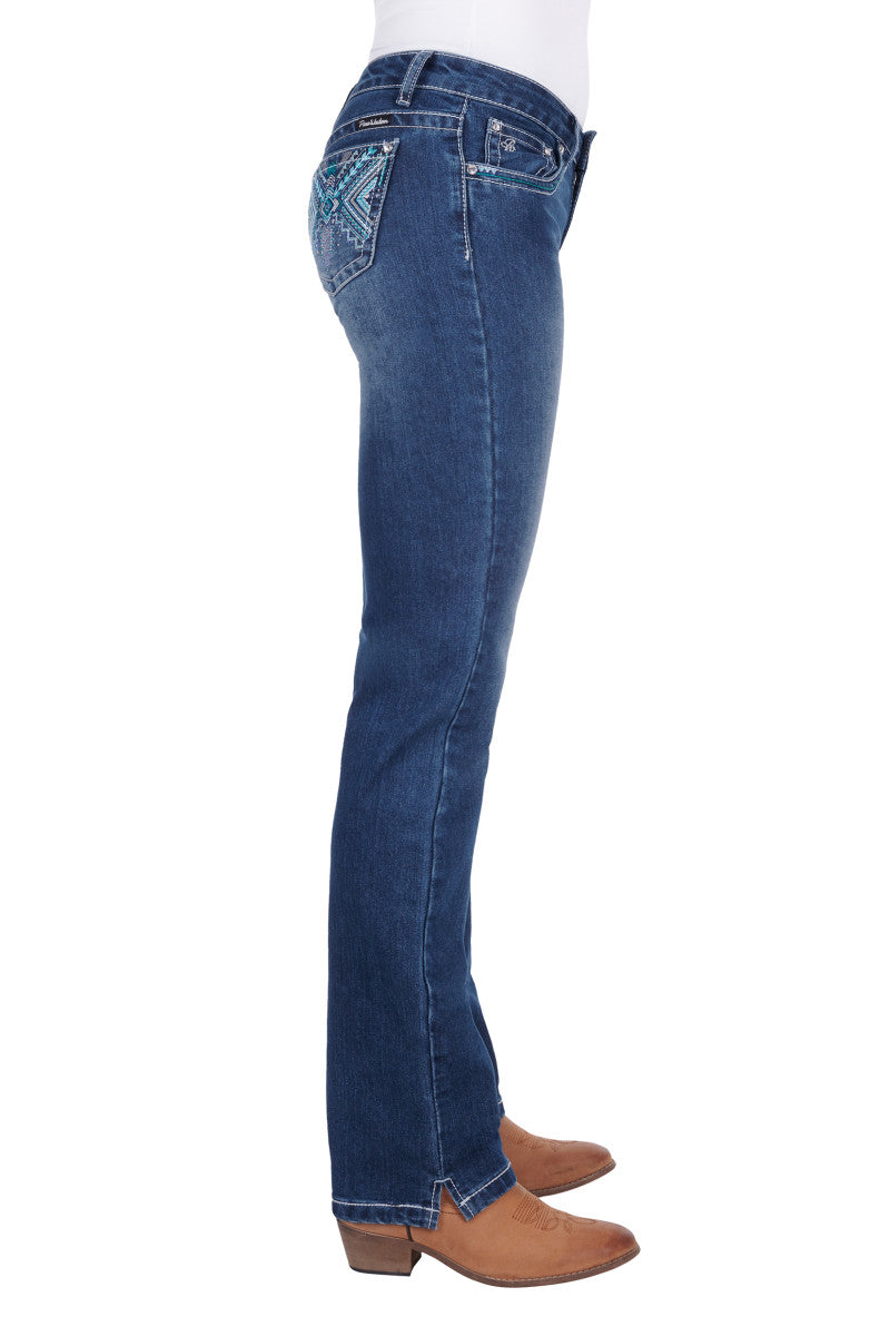 PURE WESTERN WOMENS CAMILA STRAIGHT LEG JEAN (TRUE BLUE)