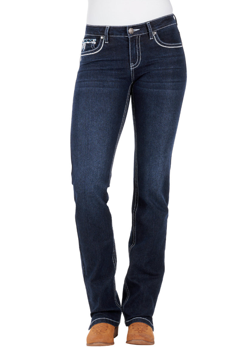 PURE WESTERN WOMENS RAINA STRAIGHT LEG JEAN 34LEG