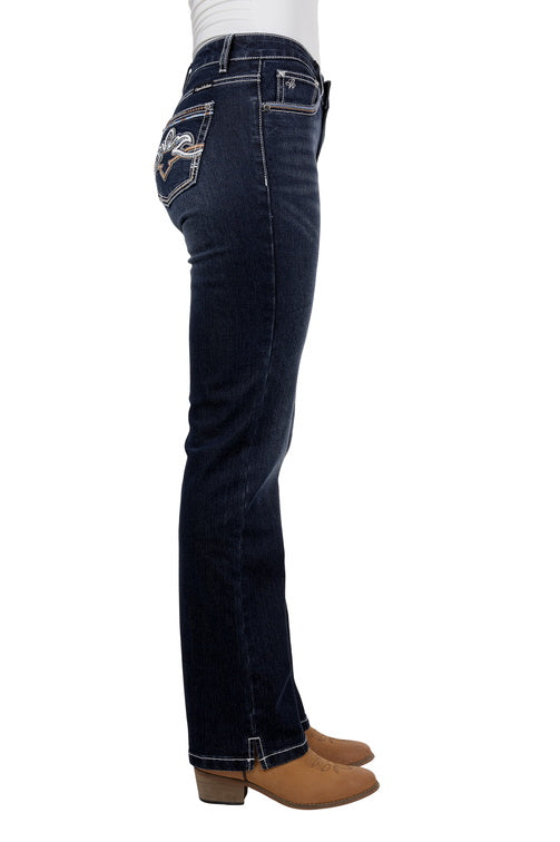 PURE WESTERN WOMENS MIA STRAIGHT LEG JEAN 32L (EVENING SKY)