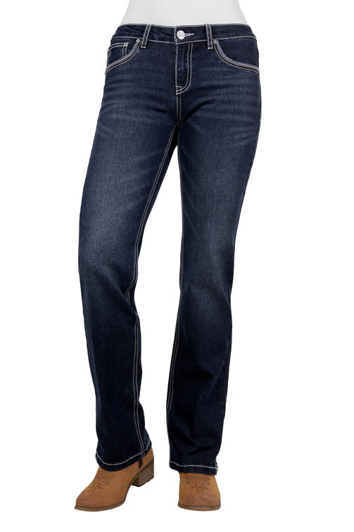 PURE WESTERN WOMENS MIA STRAIGHT LEG JEAN 32L (EVENING SKY)