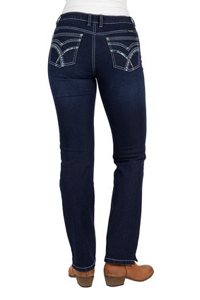 PURE WESTERN WOMENS ODA STRAIGHT LEG JEAN (MIDNIGHT) 32"LEG