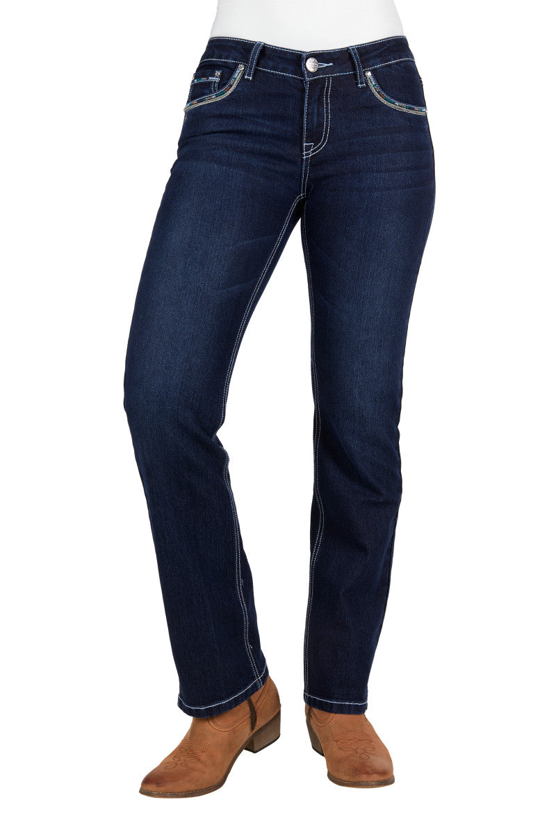 PURE WESTERN WOMENS ODA STRAIGHT LEG JEAN (MIDNIGHT) 32"LEG