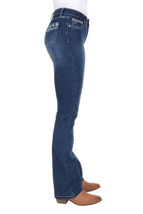 PURE WESTERN WOMENS ABBI HI RISE BOOT CUT JEAN - 34LEG