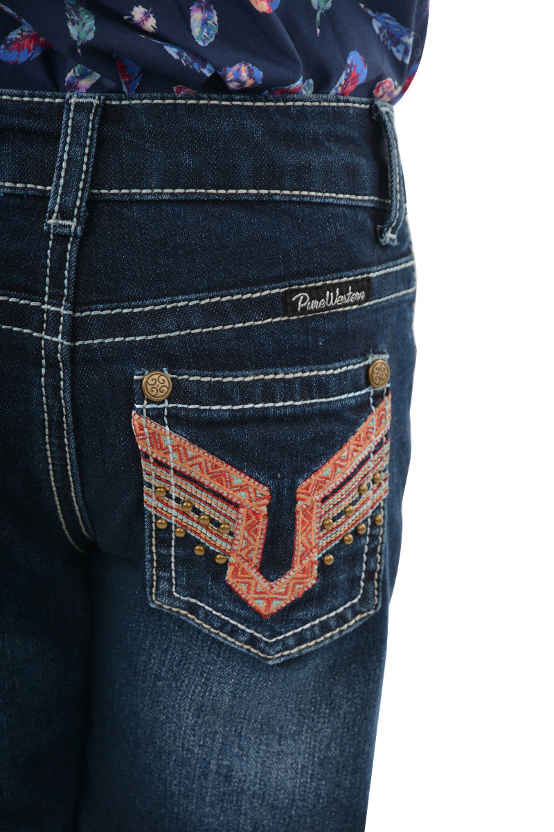 PURE WESTERN GIRLS AZTEC BOOT CUT JEAN