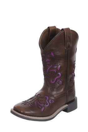 PURE WESTERN OTTIE BOOT (ANTIQUE BROWN/PURPLE)