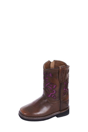 PURE WESTERN OTTIE BOOT (ANTIQUE BROWN/PURPLE)