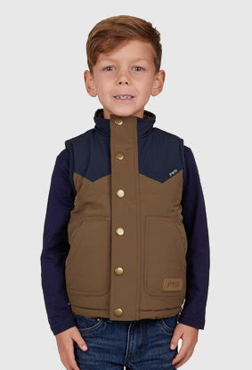 PURE WESTERN BOYS MARTIN REVERSIBLE VEST (TAN/NAVY)