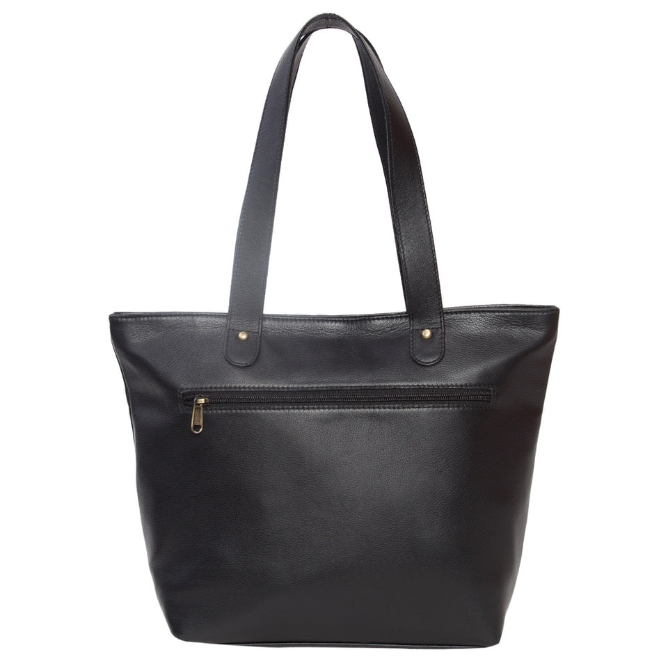 The Design Edge Shopper Cowhide Tote Bag – Palma (B71053)_Black