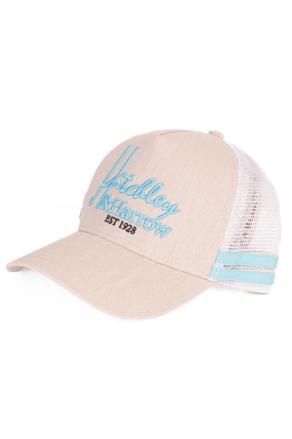 Hitchley & Harrow Women's Trucker Cap - Cream & Teal - Pony Tail