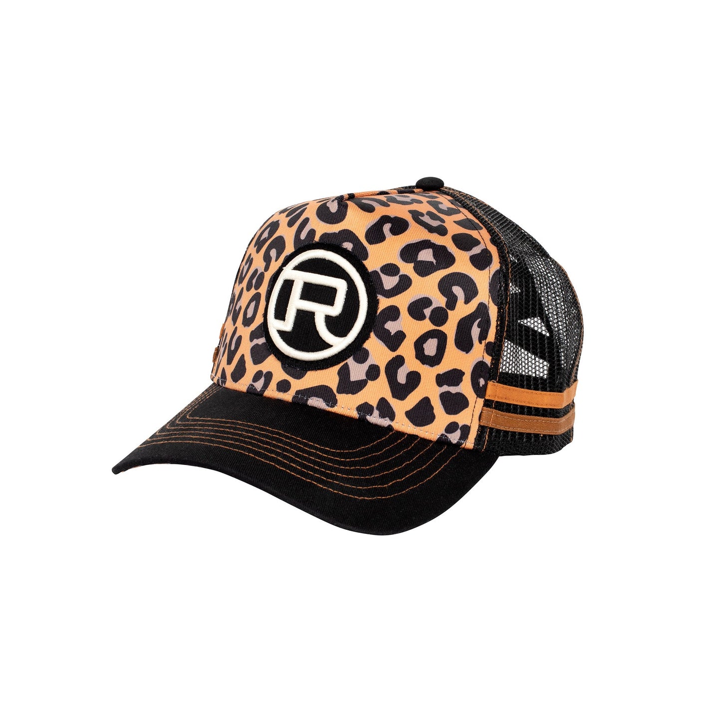 Roper Trucker Ponytail Cap - Leopard Print Black/Tan