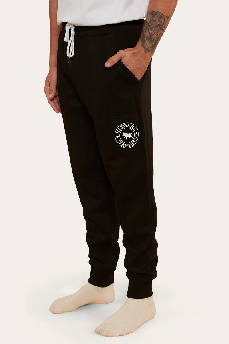 Ringers Western Kansas Men's Trackpants - Black with White Print