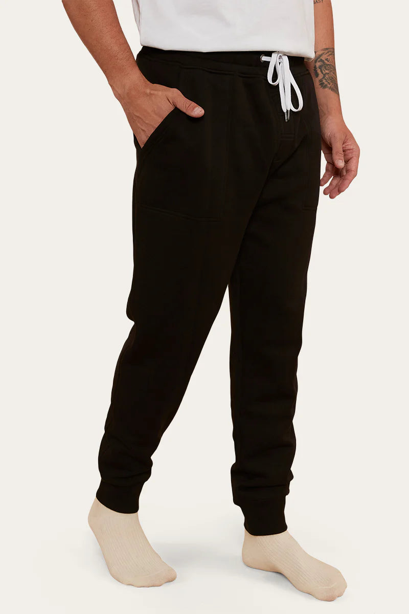 Ringers Western Kansas Men's Trackpants - Black with White Print