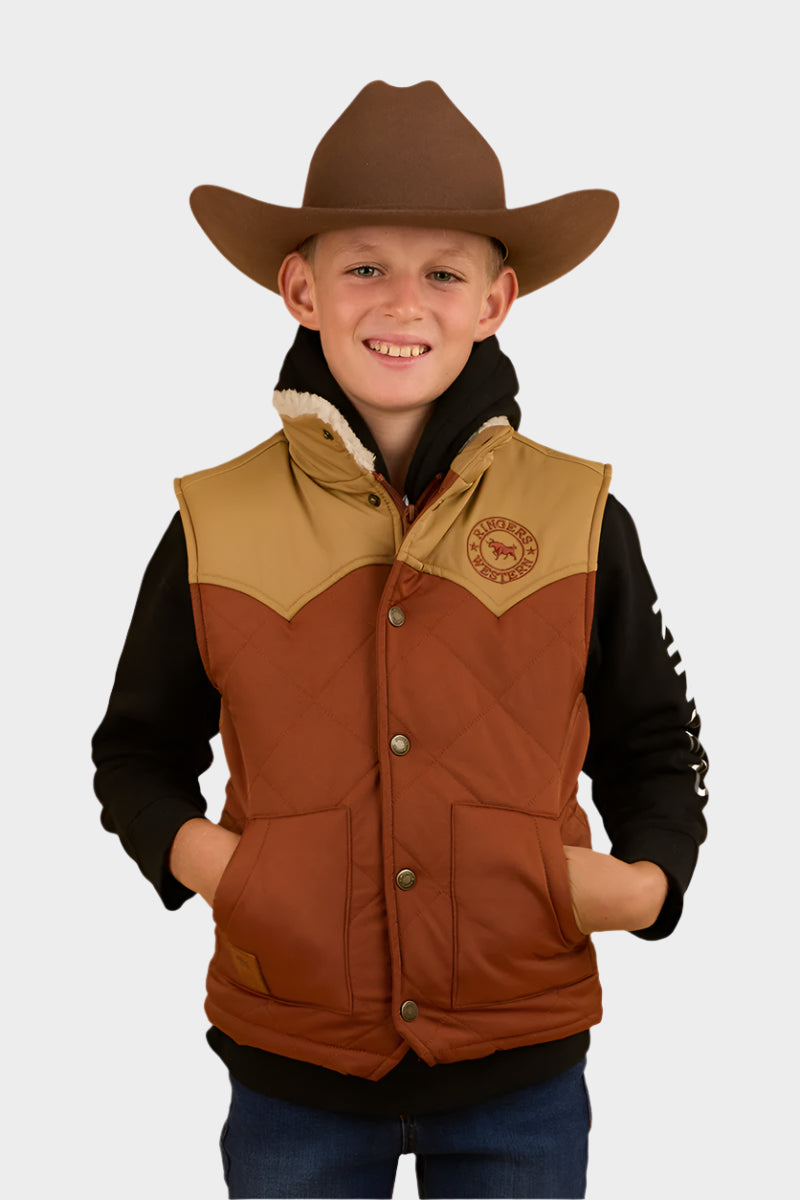 Ringers Western Kids Kynuna Puffer Vest - Tobacco / Tan