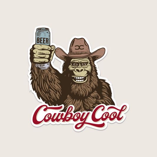 Cowboy Cool Bigfoot Sticker