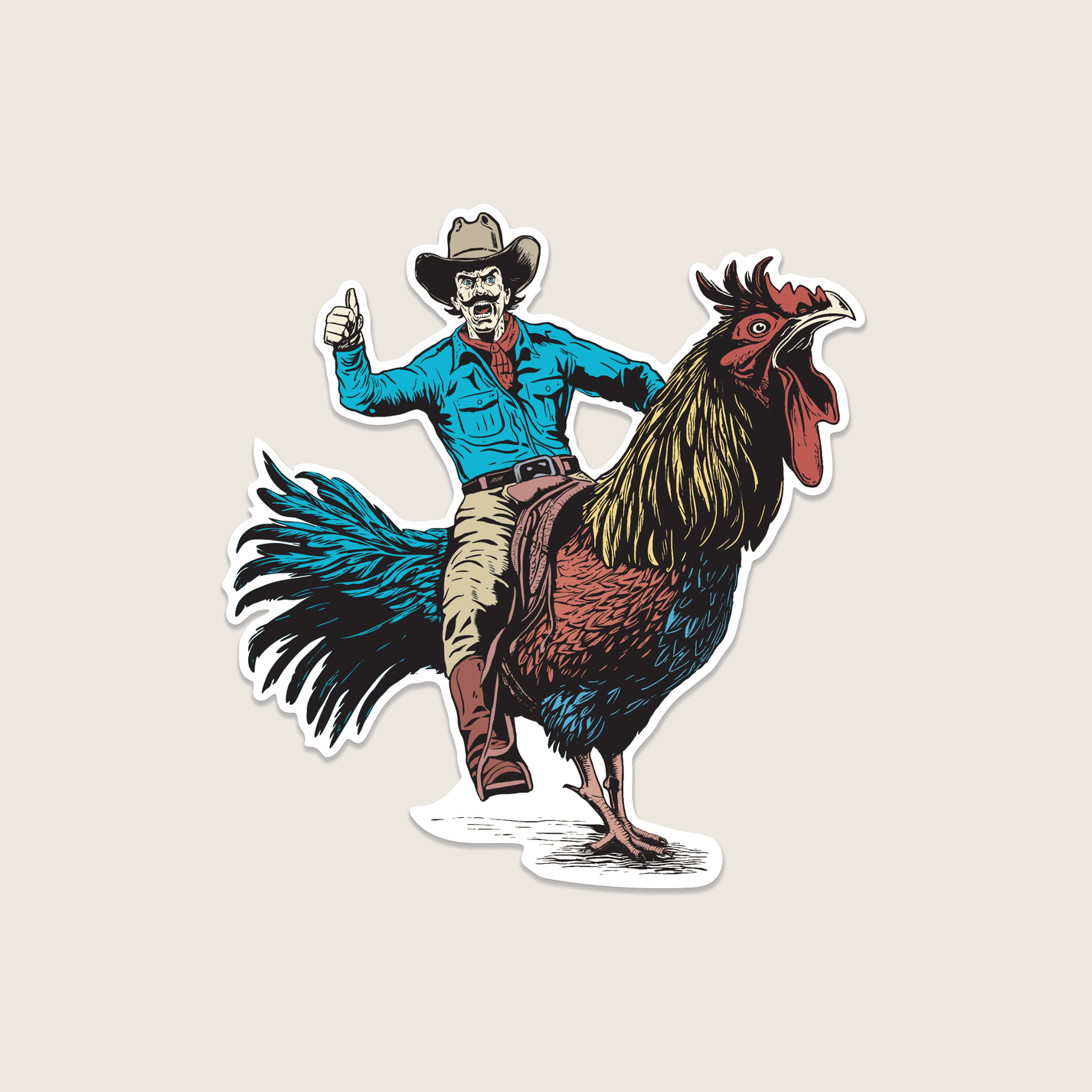 Cowboy Cool Round Up Rooster Stickers