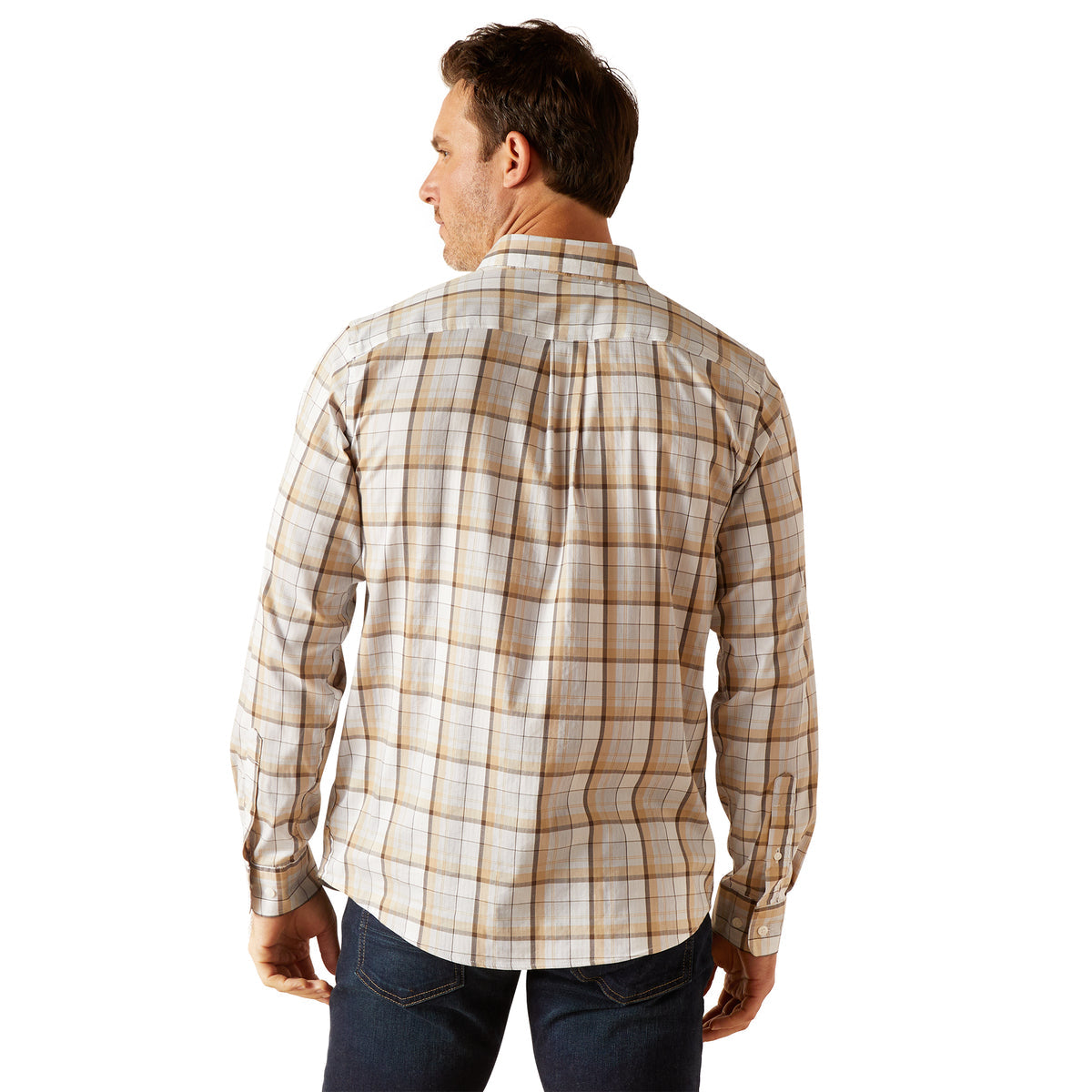 Ariat Men's Napa Long Sleeve Shirt (Blue/Tan Check)