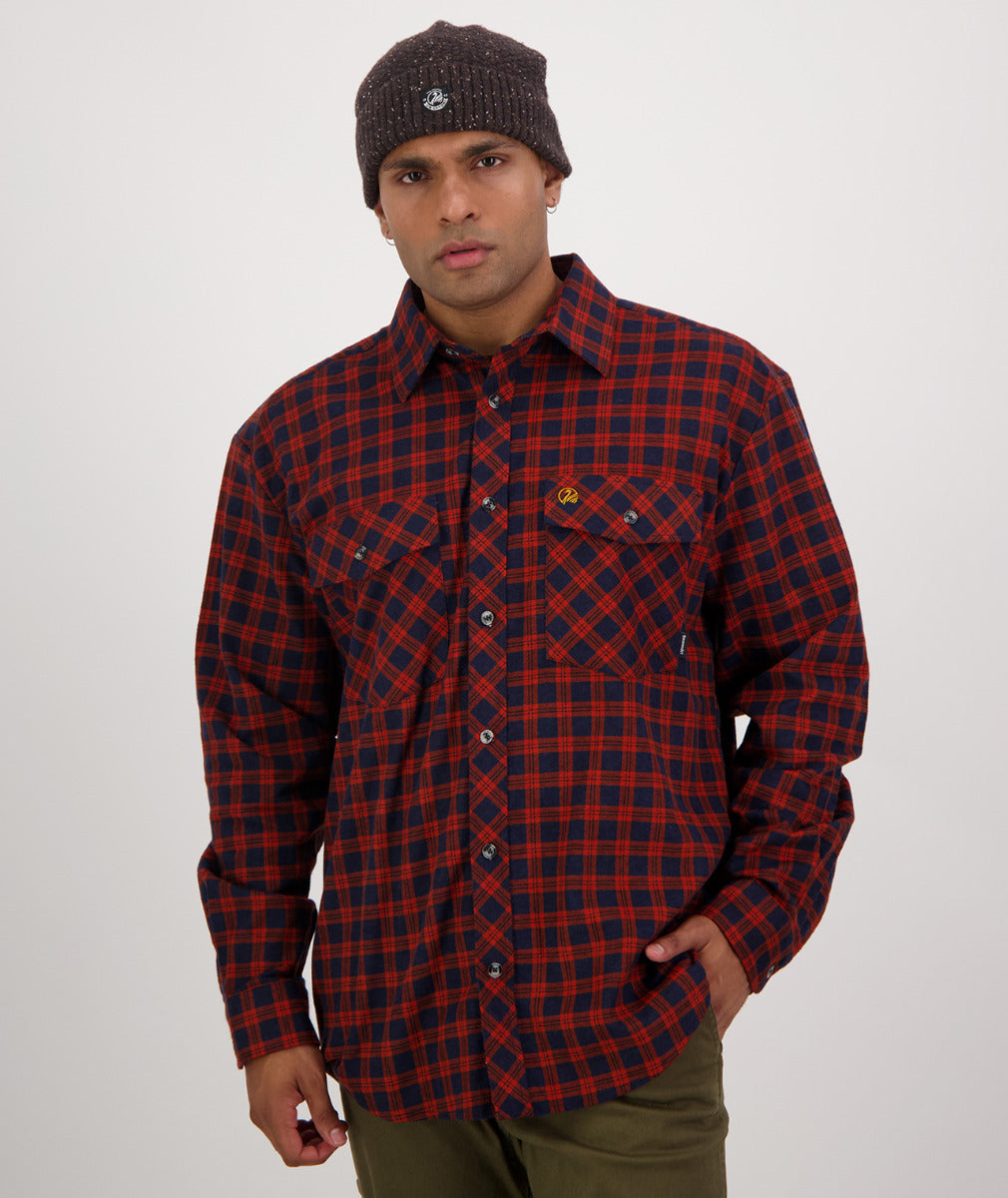 Swanndri Men's Full Placket Egmont - Red Lattice or Toffee Lattice